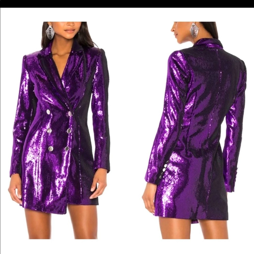 NWOT Revolve Retrofete M Selena Sequin Double Breasted Asymmetric Jacket Dress